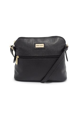 Bolso Manos Libres Macoly 789 Cuero Negro Oro Macoly