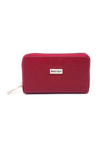 Billetera Mediana Macoly A041 Cuero Rojo Liso Macoly