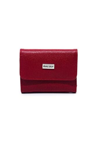Billetera Mini Macoly A040 Cuero Rojo Liso Macoly