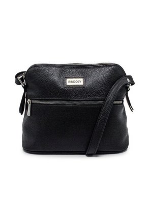 Bolso Manos Libres  Macoly 789 Cuero Negro Liso Niquel