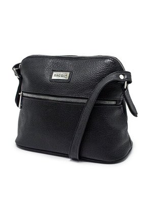 Bolso Manos Libres  Macoly 789 Cuero Negro Liso Niquel