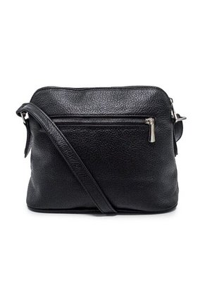 Bolso Manos Libres  Macoly 789 Cuero Negro Liso Niquel