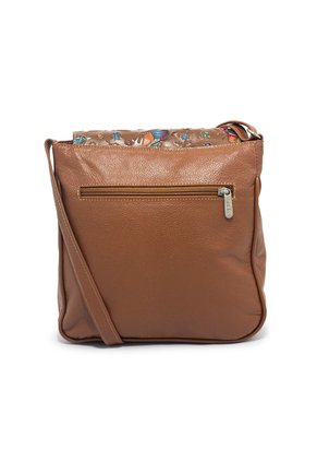 Bolso Manos Libres Macoly C325 Cuero Tala Miel Mariposas