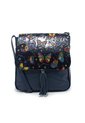 Bolso Manos Libres Macoly C325 Cuero Tala Azul Mariposas de Macoly