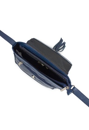 Bolso Manos Libres Macoly C325 Cuero Tala Azul Mariposas