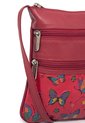 Bolso Manos Libres Macoly 320 Cuero Tala Rojo Mariposas de Macoly