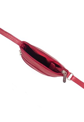 Bolso Manos Libres Macoly 320 Cuero Tala Rojo Mariposas