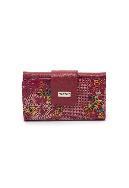 Billetera Grande Macoly A010 Cuero Tala Rojo