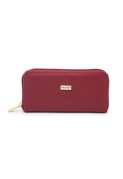 Billetera Grande Macoly A04 Cuero Rojo Liso