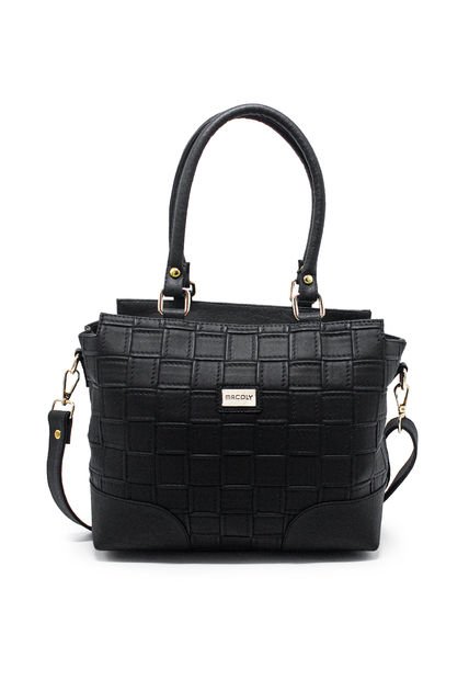Bolso De Hombro Manos Libres Macoly 874 Lambani Negro Oro