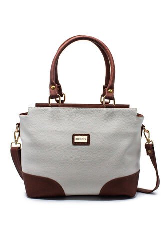 Bolso De Hombro Manos Libres Macoly 874 Mix Blanco X Miel Macoly
