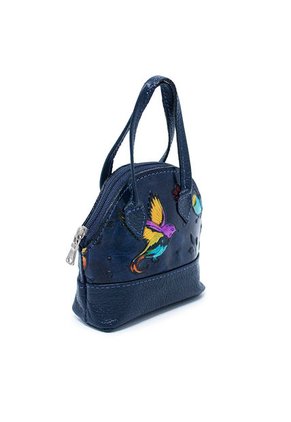 Monedero Cuero Tala Azul Manija Pajaros