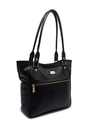 Bolso De Hombro Macoly 1026 Cuero Negro Liso