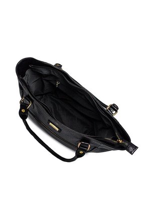 Bolso De Hombro Macoly 1026 Cuero Negro Liso