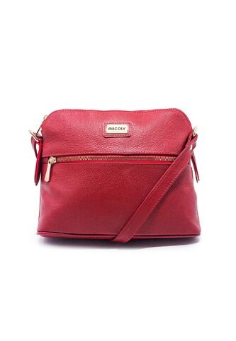 Bolso Manos Libres Macoly 789 Cuero Rojo Liso Oro Macoly
