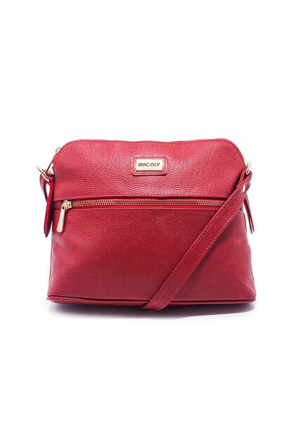 Bolso Manos Libres Macoly 789 Cuero Rojo Liso Oro