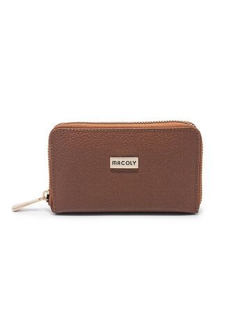 Billetera Mediana Macoly A041 Cuero Miel Liso Macoly