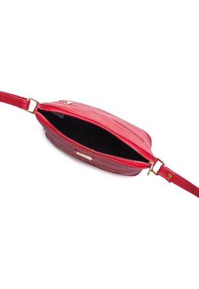 Bolso Manos Libres Macoly 789 Cuero Rojo Liso Oro