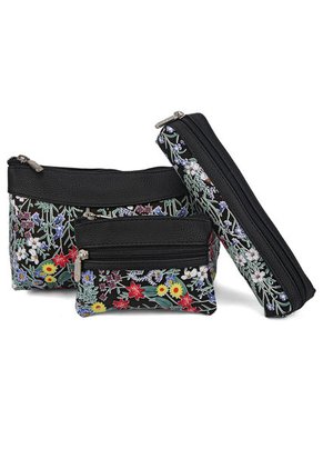 Cosmetiquera, Monedero Y Portaesferos Blumen Negro