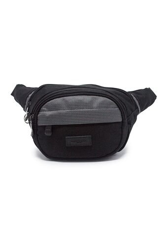 Canguro En Lona 252 Correa Corta Para Uso Riñonera Negro X Gris Macoly