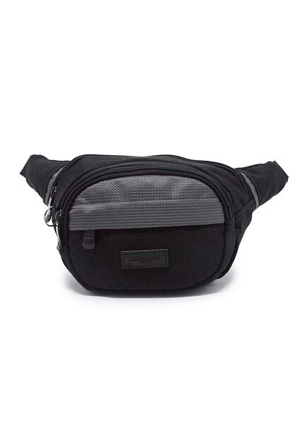 Canguro En Lona 252 Correa Corta Para Uso Riñonera Negro X Gris