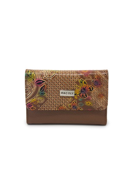 Billetera Mediana Macoly A015 Cuero Tala Miel
