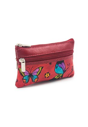Monedero Doble Cremallera CC Cuero Tala Rojo