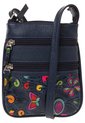 Bolso Manos Libres Macoly 320 Cuero Tala Azul Flores de Macoly