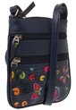 Bolso Manos Libres Macoly 320 Cuero Tala Azul Flores de Macoly