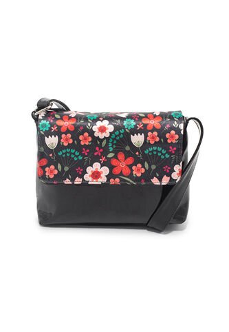 Bolso Manos Libres Pequeño Macoly 573 Floralia Negro Macoly