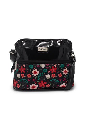 Bolso Manos Libres Macoly 789 Floralia Negro Macoly