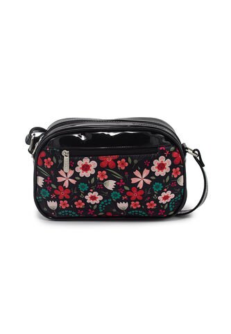 Bolso Manos Libres Macoly 862 Floraria Negro Macoly