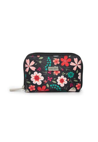 Billetera Mediana Macoly A026 Floraria Negro Macoly