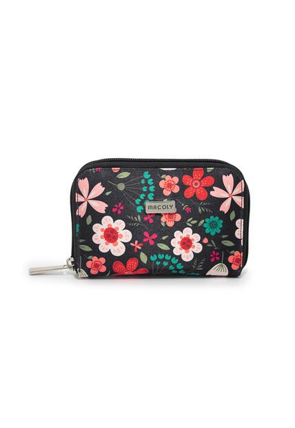 Billetera Mediana Macoly A026 Floraria Negro