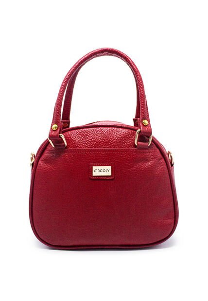 Cartera Manos Libres Macoly 875 Cuero Rojo Liso Oro