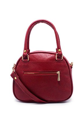 Cartera Manos Libres Macoly 875 Cuero Rojo Liso Oro