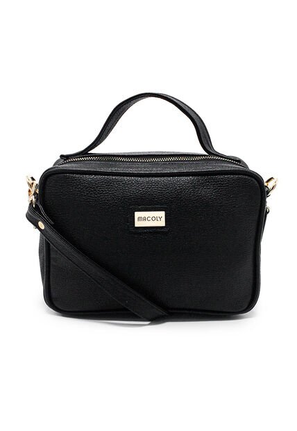 Bolso Manos Libres M401 Cuero Negro Liso Oro