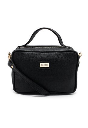 Bolso Manos Libres M401 Cuero Negro Liso Oro