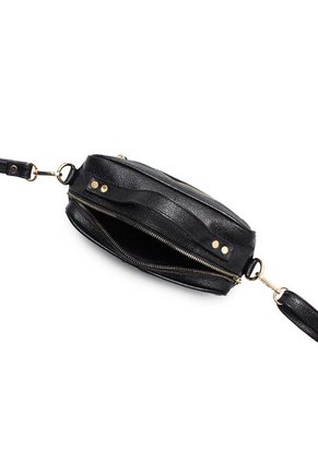 Bolso Manos Libres M401 Cuero Negro Liso Oro