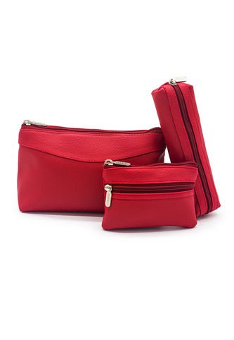 Cosmetiquera, Monedero Y Porta Esferos Viena Rojo Macoly