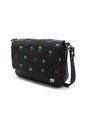 Bolso Manos Libres M403 Cuero Negro Bordado de Macoly