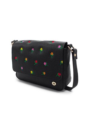 Bolso Manos Libres M403 Cuero Negro Bordado