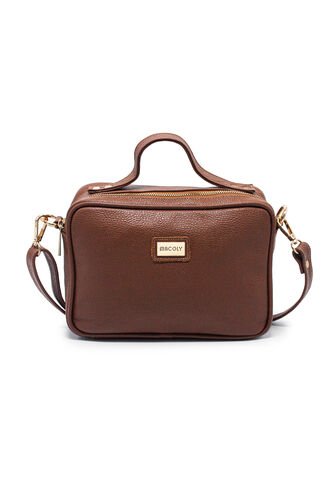 Bolso Manos Libres M401 Cuero Miel Liso Oro Macoly