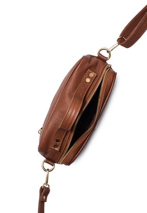 Bolso Manos Libres M401 Cuero Miel Liso Oro