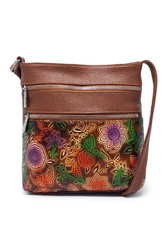 Bolso Manos Libres M301 Cuero Tala Miel Niquel Macoly