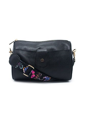 Bolso Manos Libres M402 Cuero Negro X Reata Oro Macoly