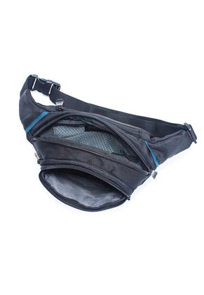 Canguro En Lona 252 Correa Corta  Negro X Azul Petroleo