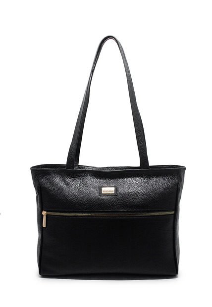 Bolso De Hombro 1023 Cuero Negro Liso