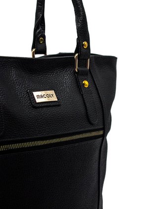 Bolso De Hombro Macoly 1024 Cuero Negro Liso