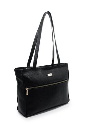 Bolso De Hombro 1023 Cuero Negro Liso